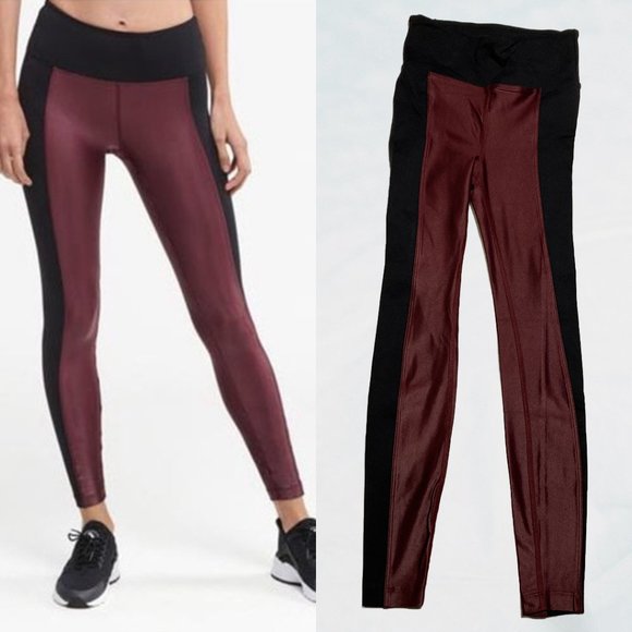 Koral "Breaker" High Waisted Ankle Leggings Wine and Black - Picture 1 of 10